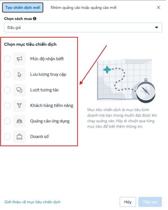 Bước 2: Xác định mục tiêu của quảng cáo