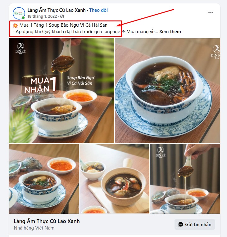 Giảm giá hoặc tặng quà cho khách đặt bàn