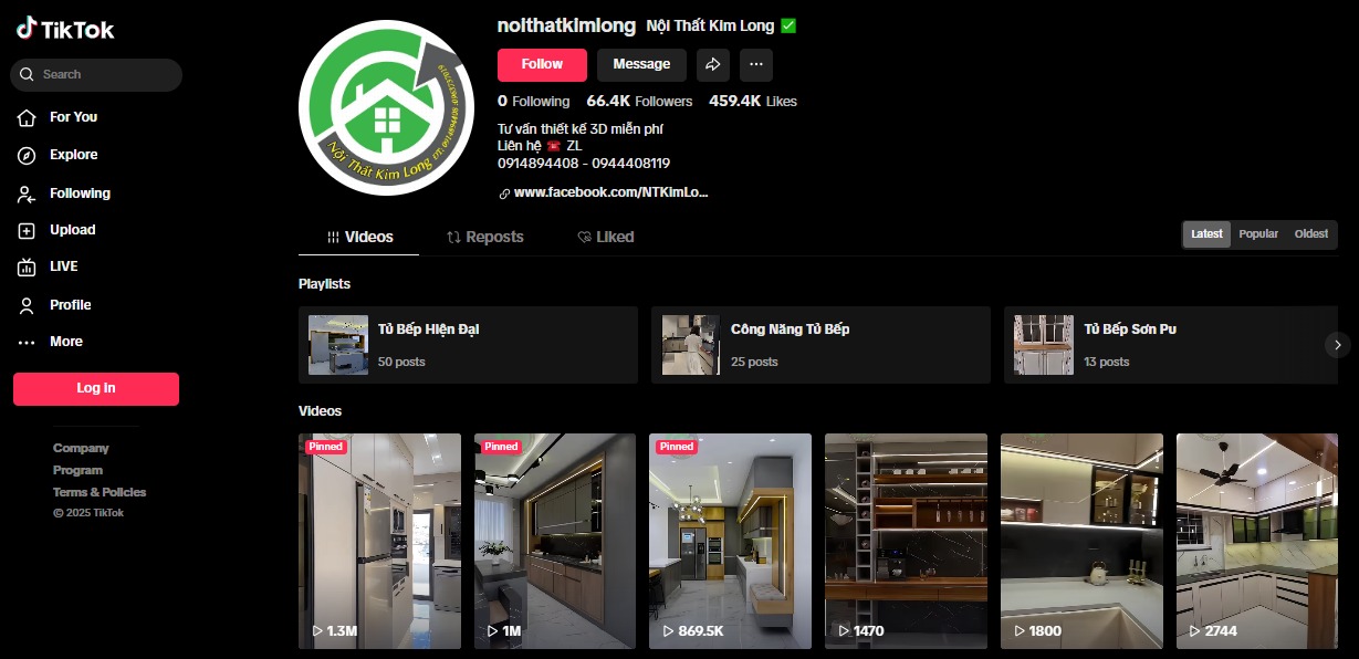 kênh xây thương hiệu ngành nội thất trên TikTok
