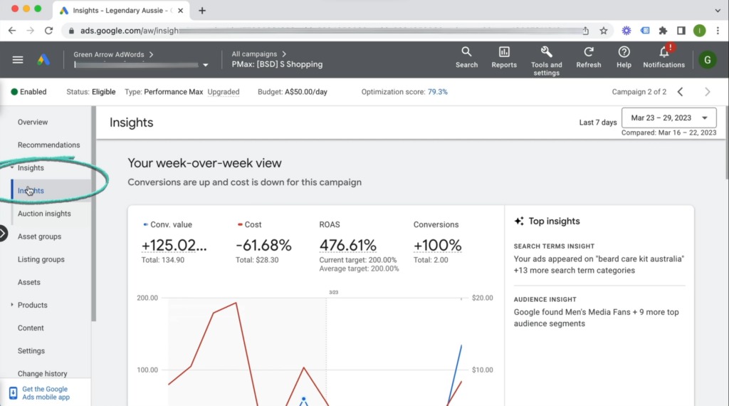 Kiểm soát chiến dịch Google Performance MAX