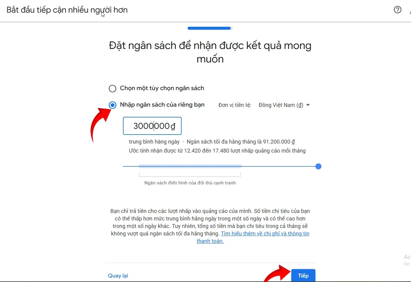 6 - ngân sách quảng cáo Google trung bình theo ngày