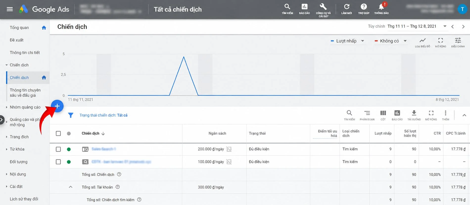 Tạo quảng cáo Google (cách 2)