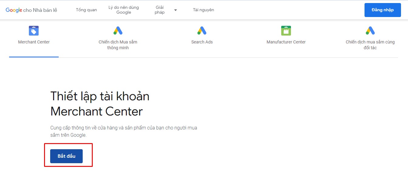 Tạo tài khoản Google Merchant Center