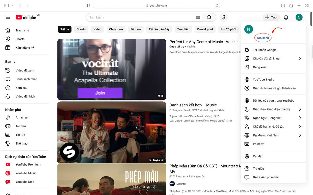 cách tạo kênh youtube