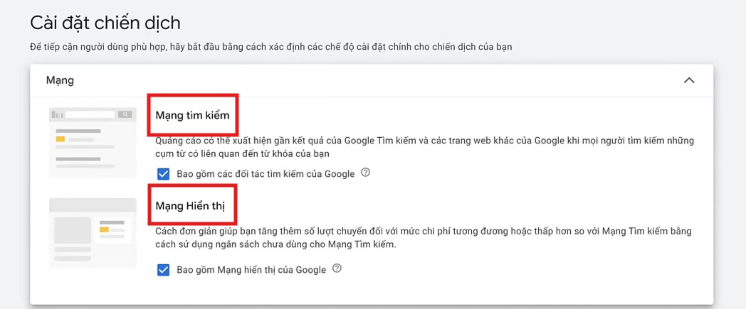 lập chiến dịch quảng cáo google search