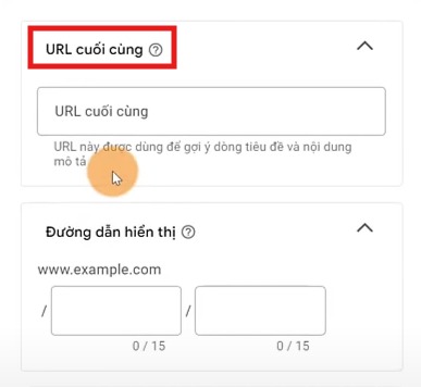 thêm url cho quảng cáo google search