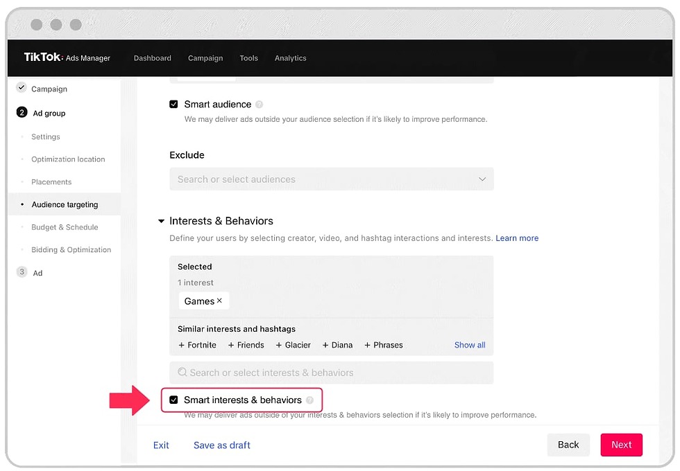 Chọn đối tượng mục tiêu TikTok Ads