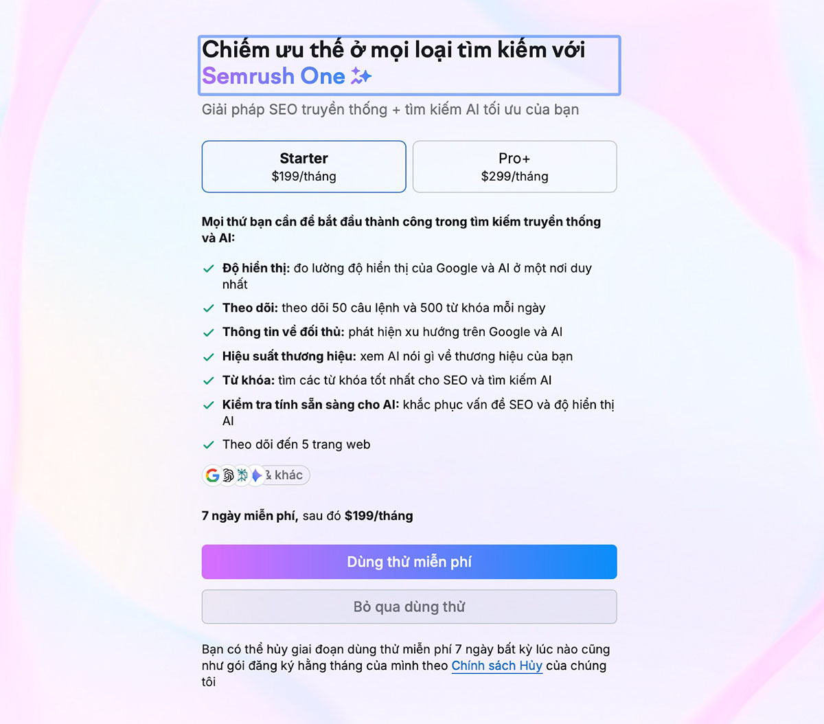 phần mềm seo facebook SEMrush
