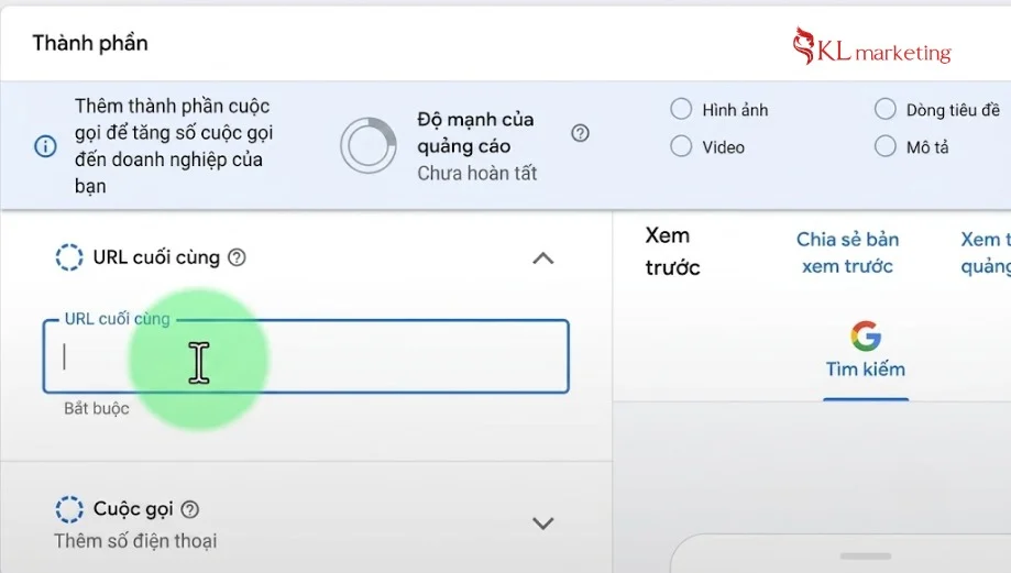 b10 nhập url đích quảng cáo maps