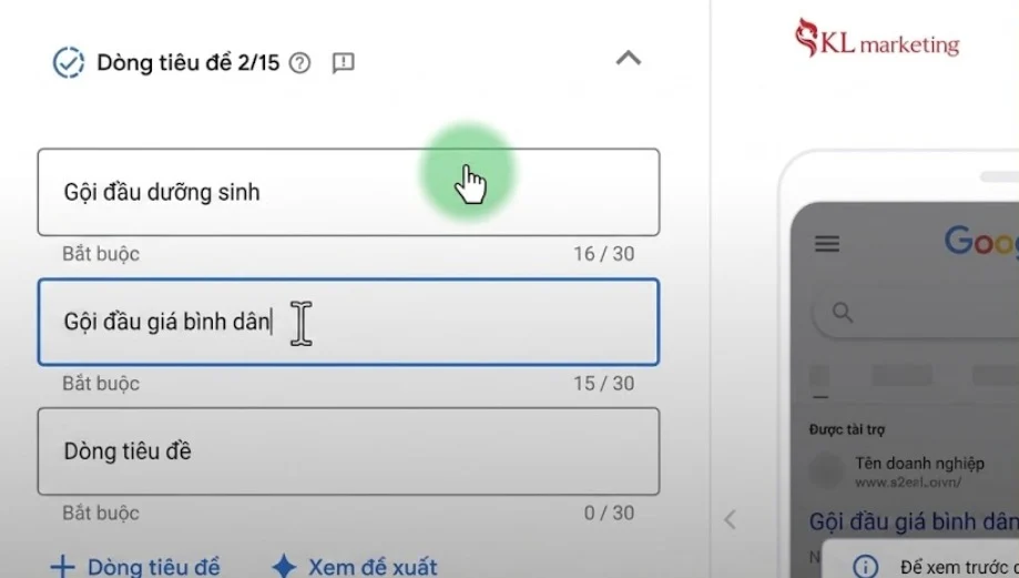 b11 nhập tiêu đề, mô tả ads map