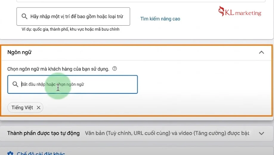 b7 chọn ngôn ngữ quảng cáo google maps