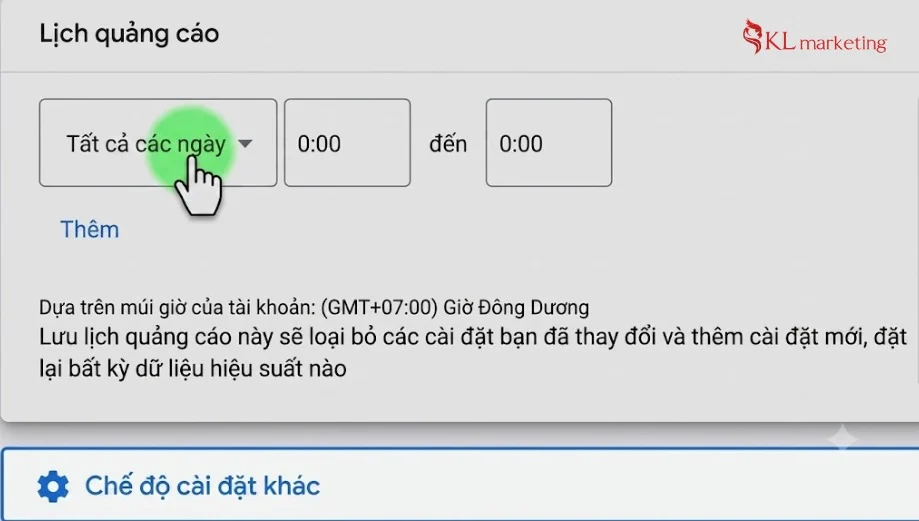 b8 đặt ngày và giờ cho quảng cáo google map