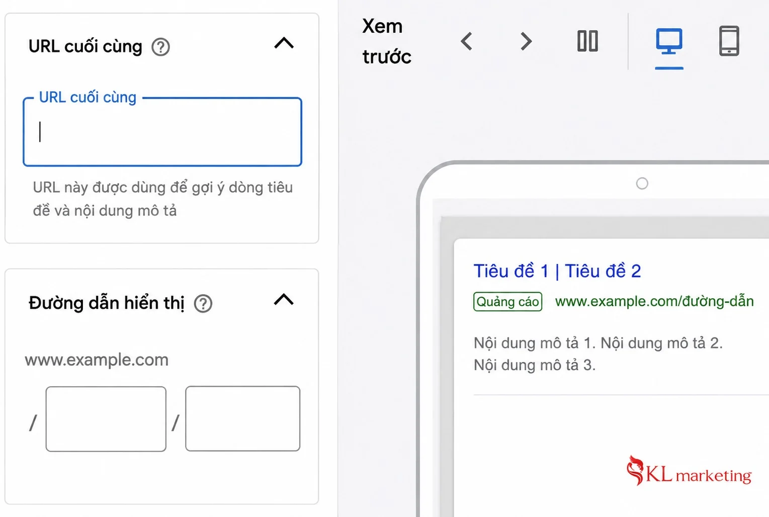 Bước 4.1: Nhập url cần chạy quảng cáo google map