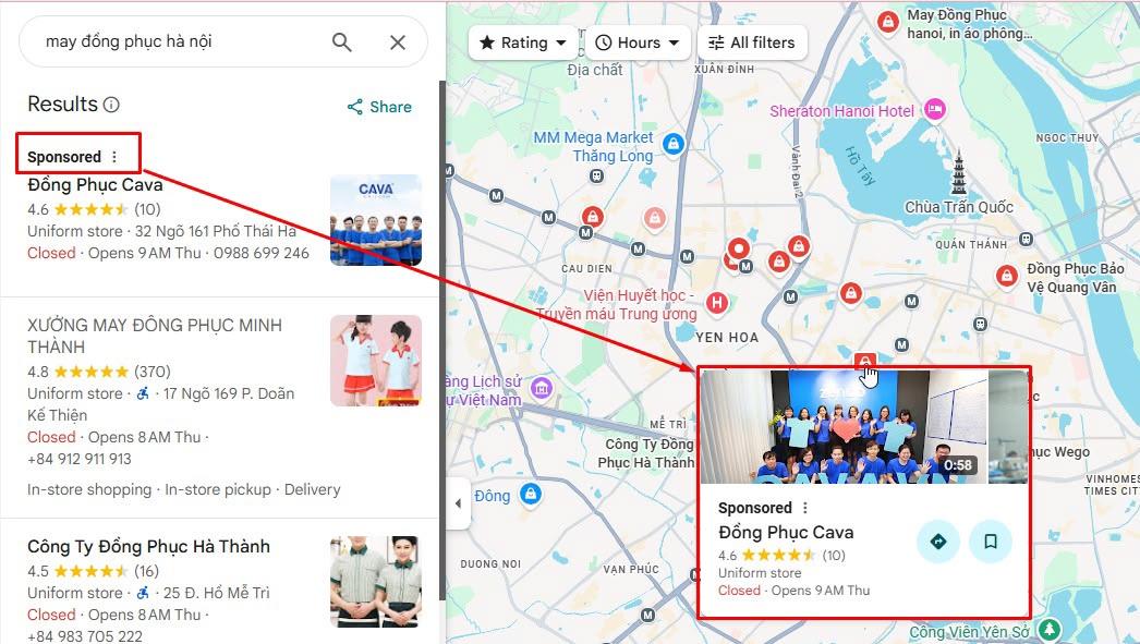 quảng cáo trên google map