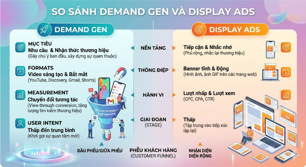 khác nhau giữa demad gen và display ads