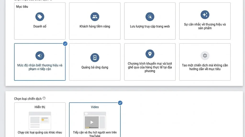 Bước 2: Chọn mục tiêu bumper ads