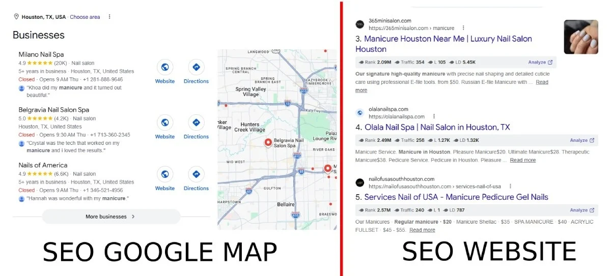 Google Maps SEO services for nail salons in the US