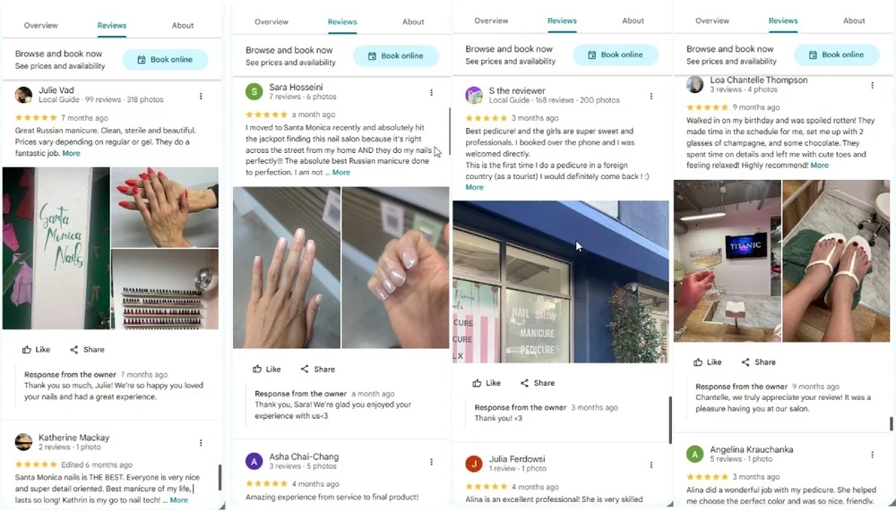 SEO Gooogle maps cho tiệm nail tại Mỹ