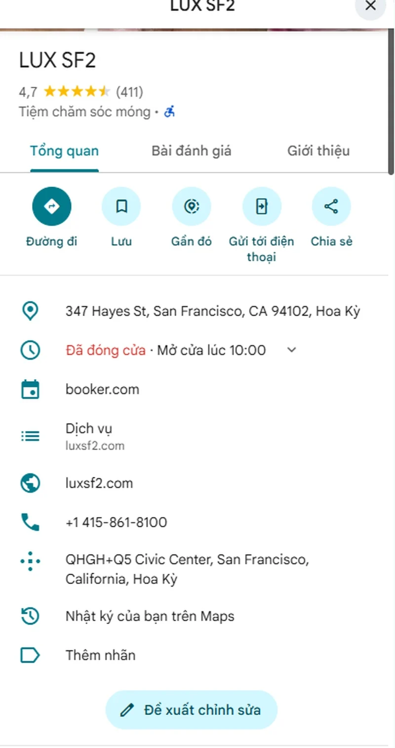 tối ưu google map cho tiệm nail Mỹ